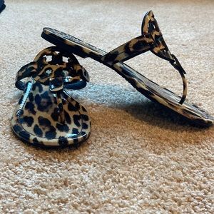 Tory Burch leopard print patent sandal. Size 7.5